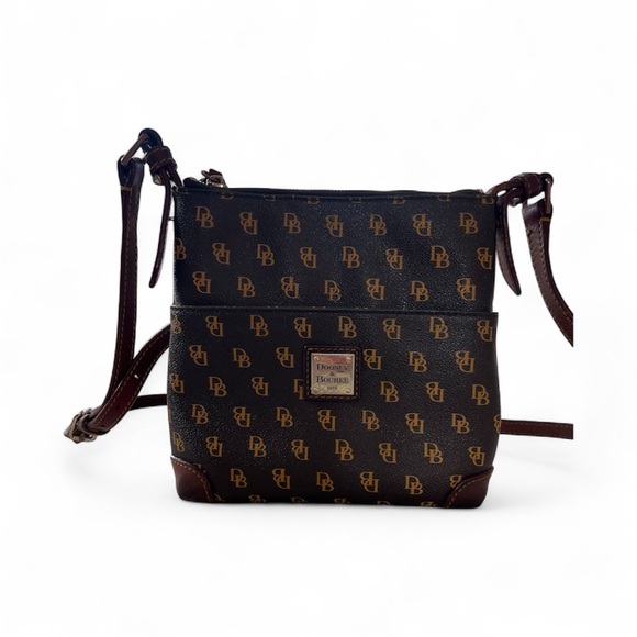 Dooney & Bourke Letter Carrier Crossbody Bag Black DB Logo Adjustable Strap - Picture 1 of 11